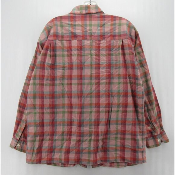 VINTAGE Gap Top Medium Shirt Loop Collar Button Up Plaid 90s Field * - Picture 7 of 12